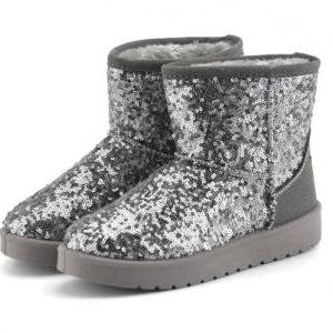 Shiny Sequinned Flat Short Ugg Boot..