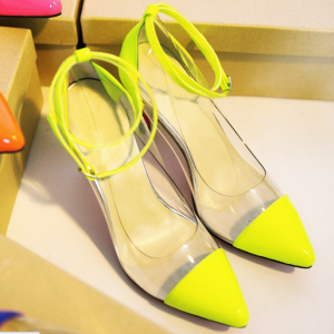 Pointed-Toe Transparent Ankle Strap..