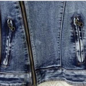 New Women Denim jean jacket Oblique..