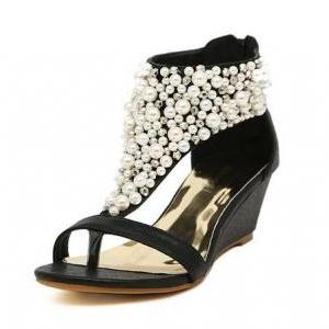 Rome shiny beaded wedge sandals low..