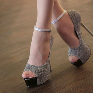 Party Wear White Ankle Strappy Peep..