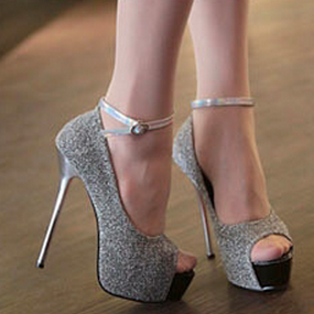 Party Wear White Ankle Strappy Peep..