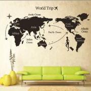 DIY World Trip Map Removable Vinyl Quote Art Wall Sticker Decal Mural Decor New