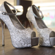 3 Colors Silver Blue Black Wedding Shoes Sexy Lace Peep Toe High Platform Heels Stiletto Dress Shoes