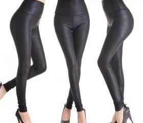Sexy Women Faux Leather Stretch High Waist Leggings Pants Tights 4 Size ...