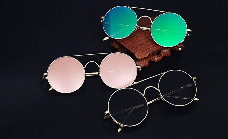 *Free Shipping* Fashion Women Round Pink Mirror Sunglasses Brand Designer Retro Men Punk Goggle Eyewear 32776970023