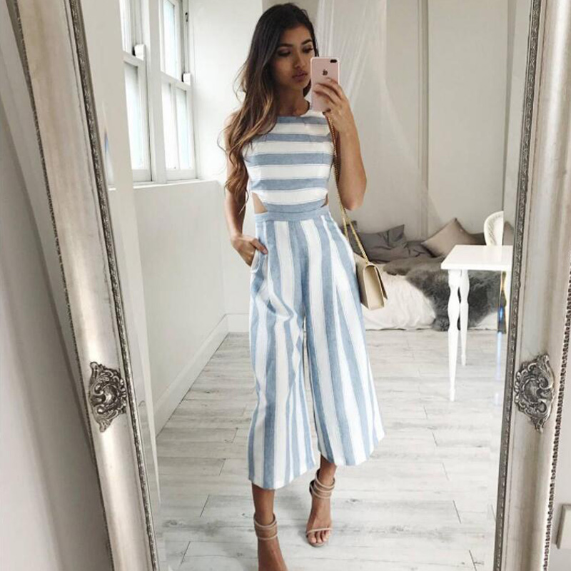 linen striped jumpsuit