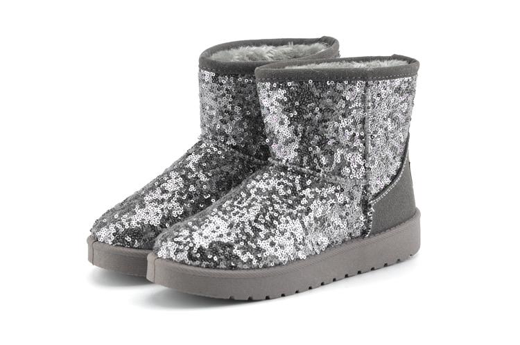 Shiny Sequinned Flat Short Ugg Boots