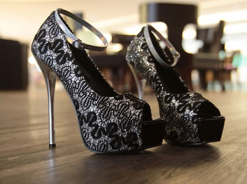 black wedding heels