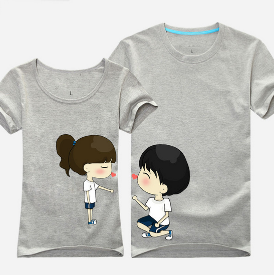 New Trend Of Korean Lovers Summer Original Sweet Personality Couple T-shirt Short-Sleeve
