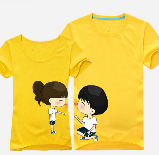New Trend Of Korean Lovers Summer Original Sweet Personality Couple T-shirt Short-Sleeve
