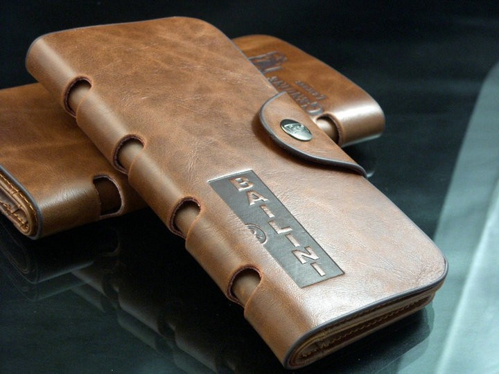 New custom leather wallets cute Men's Long Leather Triple Fold bifold Wallet Pocket credit Cards money purse