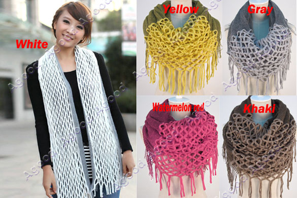 Fashion Women's Winter Warm Knitting Scarf Infinity polyester Tassel Scarves 18596