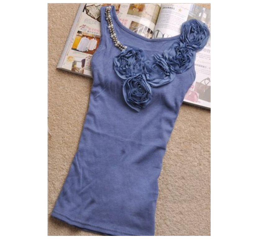 Hot Sale!!! Factory direct 8 colors Fashion lady's high quality beaded tank top with lace - T007