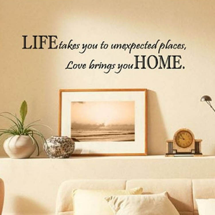 Wall Decal Quotes - Life Takes You Unexpected Places Love Brings You HOME Saying Quote Home ...