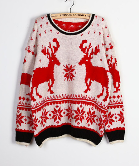 High Quality Long Sleeve Oversized Cute Christmas Deer Sweaters For ...
