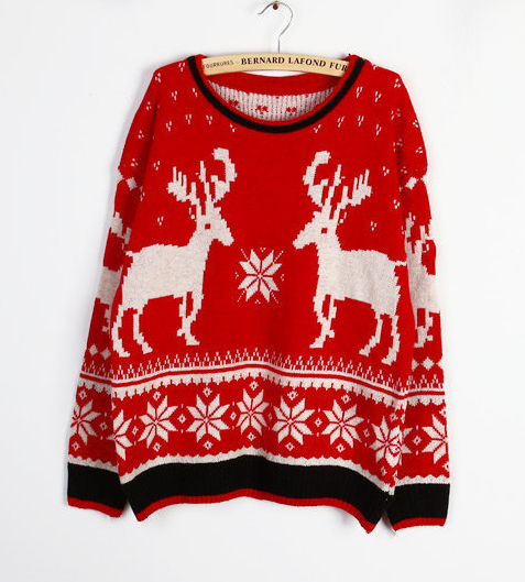 High Quality Long Sleeve Oversized Cute Christmas Deer Sweaters For ...