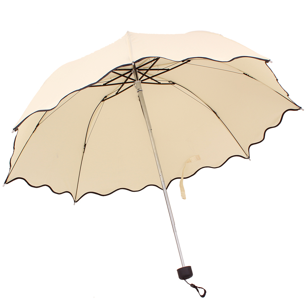 *Free Shipping* Newest Flouncing Folding Lotus Leaves Wave Princess Dome Parasol Sun/Rain Women Lady Umbrella