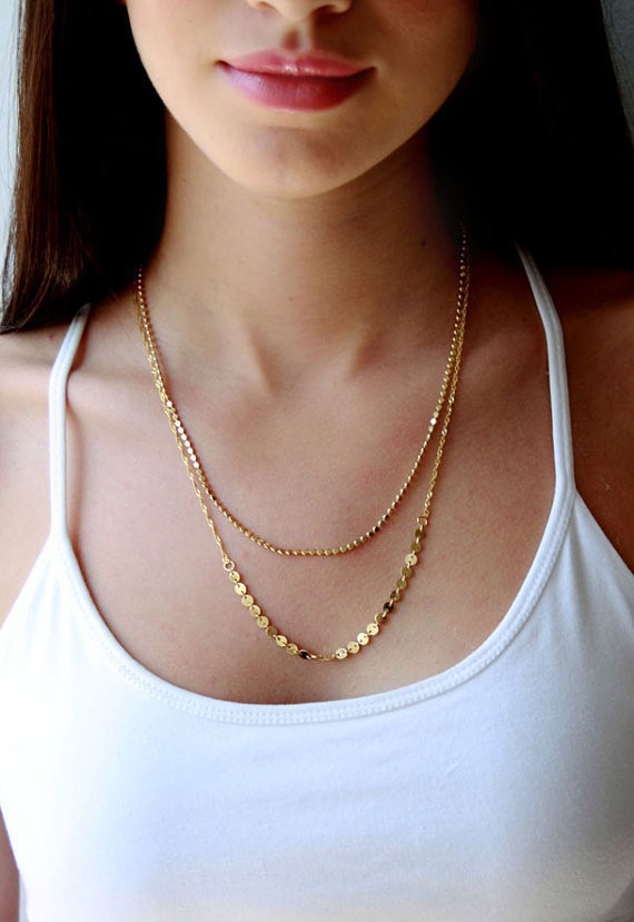 *Free Shipping* TX275 Gold Plated Double Layer Chain Necklace Jewelry