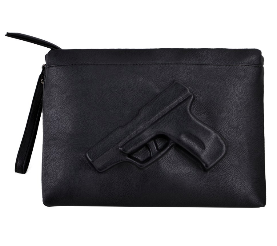 *Free Shipping* Unique women messenger bags 3D Print Gun Bag Designer Pistol Handbag Black Fashion Shoulder Bag Day Envelope Clutches With Strap