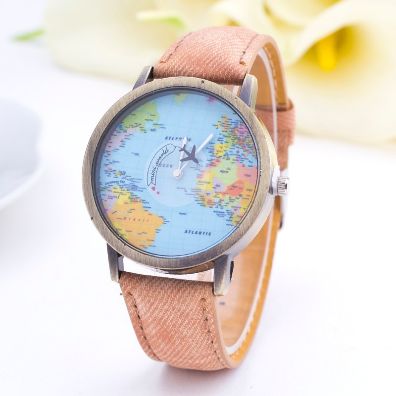 *Free Shipping* New High-end Personality Women Watch Popular Map Airplane Hand Dress Wristwatch Elegant Fashion Casual Watch Relogio Clock 32458567064