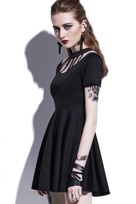 Gothic Dress Women Black Hollow Backless Summer Vampire Witch A-Line Fashion Preppy Street Sexy Wild Goth Mini Dresses 32799075117