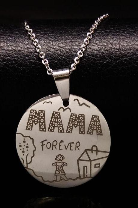 *Free Shipping* Family Necklaces Stainless Steel Mama Forever Boy Girl Pendants Necklace Jewelry Women Kids Family Member Christmas Gift N2407 32732898998