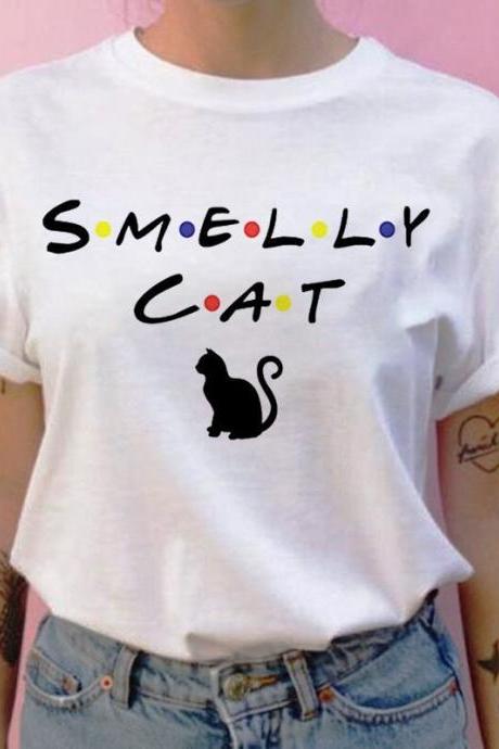 woman T-shirt friend TV show Smelly Cat T-shirt viper woman print female T-shirt retro female short-sleeved T-shirt 90s Harajuku 4000890739564