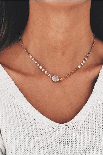 High Quality Clavicle Chain Jewelry Gold Silver Color Round Choker Necklaces for Women Daily Collares 1005001928648907