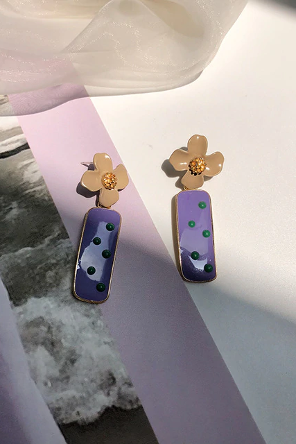 S925 needle Fashion Jewelry Earrings Fairy Purple Butterfly Resin Enamel Flower Grape Elegant Dangle Drop Earrings Party Gift 4001033201833