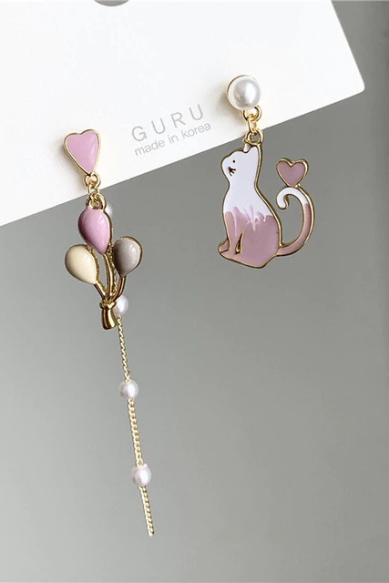 Asymmetric Dangle Earrings For Women Cute Animal Star Moon Face Pendant Earrings Charm Jewelry Gifts 4000383203356