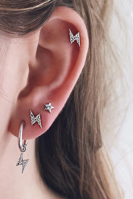 Lightning Stars Crystal Ear Cuff Earrings Personality Punk Jewelry Clip On Earrings Without Piercing Cartilage Clip Ear Rings 4000837954696