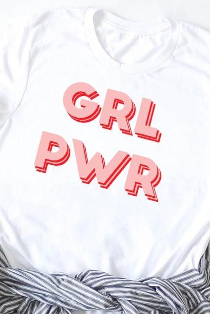 Women Girl Power Flower Letters Feminist Cute Print T-Shirt Tee Shirt Female Tees Clothes T Shirt Graphic Print T-shirts 4000231141786 GRL PWR