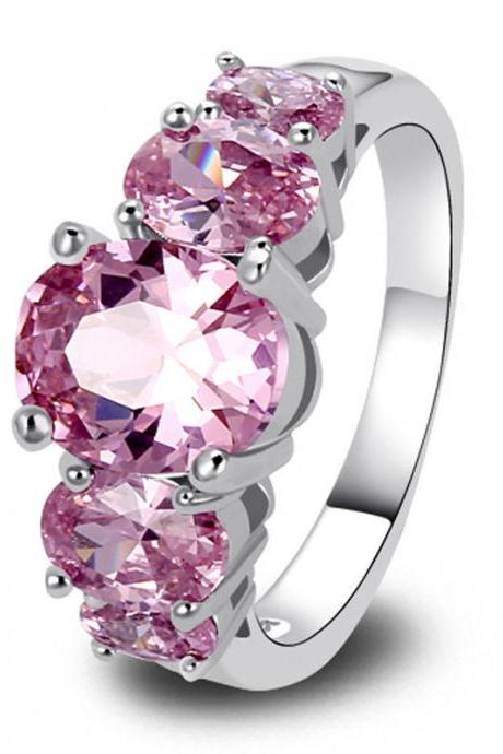 *Free Shipping* New Fashion Jewelry 925 Silver Ring Pink Sapphire Exquisite Gift For Women Size 6 7 8 9 10 11 12 13 2047185104