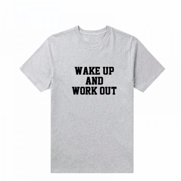 *Free Shipping* WAKE UP AND WORK OUT White Letter Print Women's Summer Vogue Funny Hipster Harajuku Cotton Fashion T Shirt Top Tee 32732668647