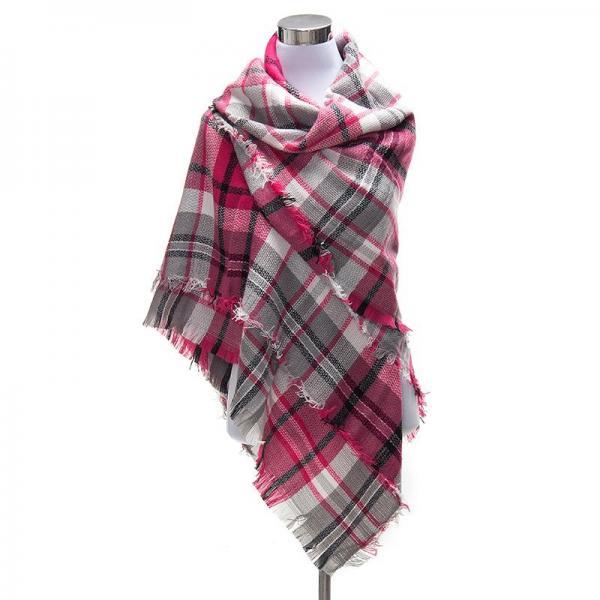 *Free Shipping* 140X140cm Brand Winter Scarfs Tartan Plaid Scarf Women