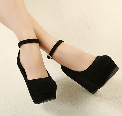 Cute 2 Suede Purple Wedges Black Wedges Women's Ankle Strap High ...