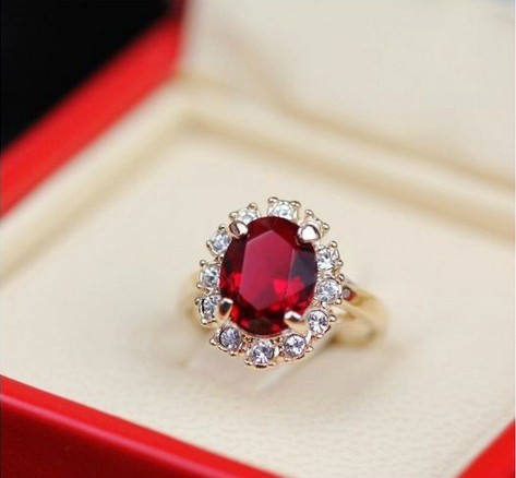 Italina Red Apple 18k Real Gold Plated Genuine Austrian Crystal Ring ...